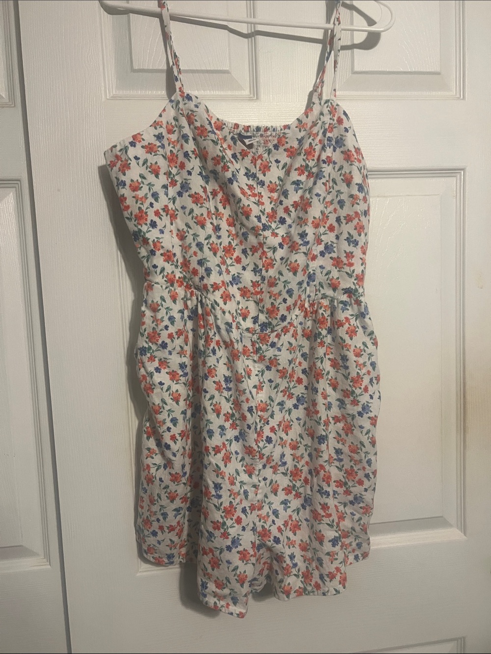 Old Navy Linen-Blend Fit & Flare Cami Romper - Americana Floral